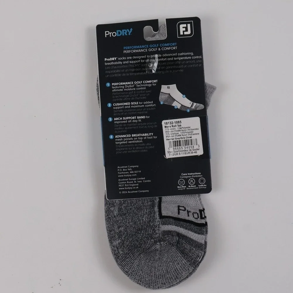 FootJoy Golf Socks ProDry Low Cut Gray Heathered Men Size 7-12 NWT